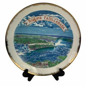 Vintage Niagara Falls Canada Souvenir Plate Giftcraft Toronto‎ Gilded Rim Travel